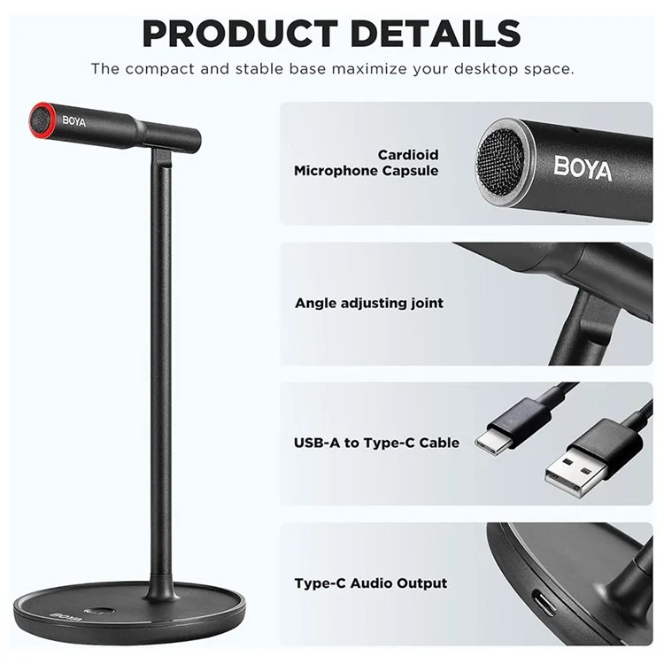 BOYA BY-CM1 USB Microphone with Mute Button Computer Microphone for Mac / Windows