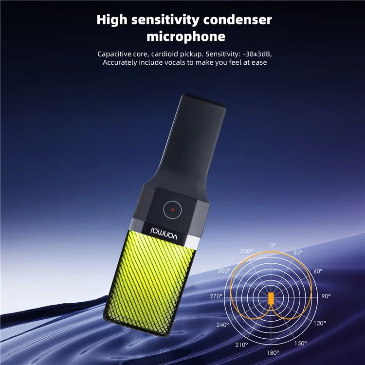 ЯНМАЙ X1R RGB свет USB проводной микрофон Запись Э-спорт игра Настольный конденсаторный микрофон 
