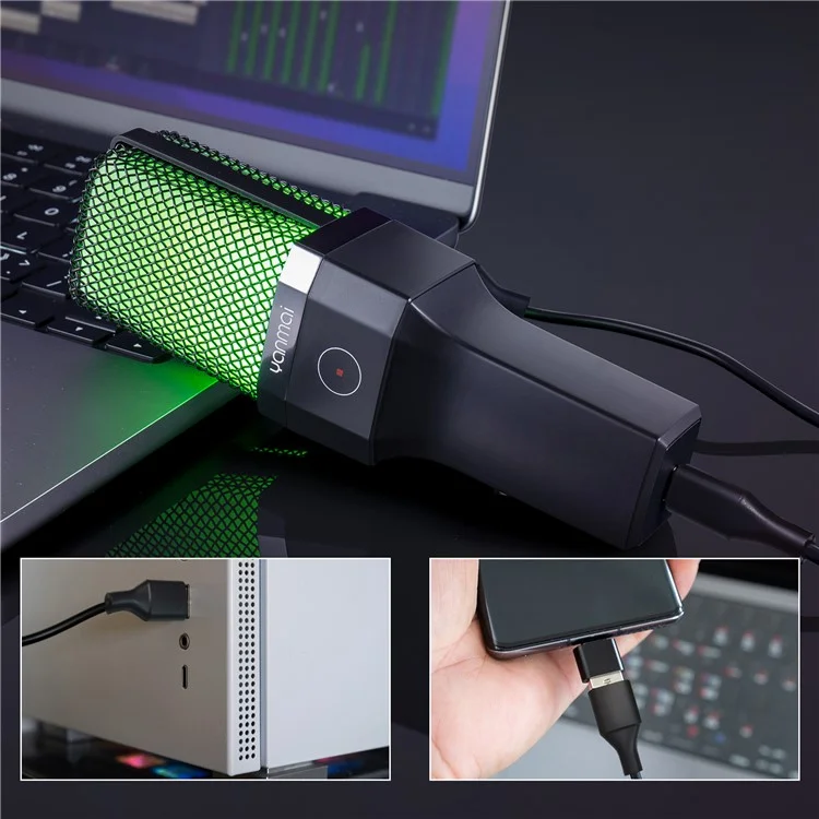 ЯНМАЙ X1R RGB свет USB проводной микрофон Запись Э-спорт игра Настольный конденсаторный микрофон 