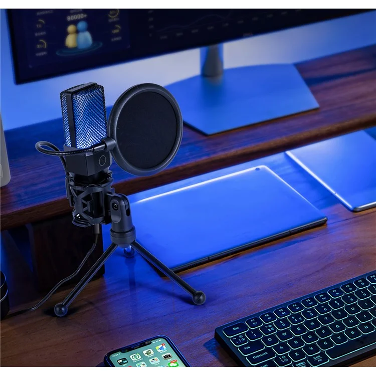 ЯНМАЙ X1R RGB свет USB проводной микрофон Запись Э-спорт игра Настольный конденсаторный микрофон 