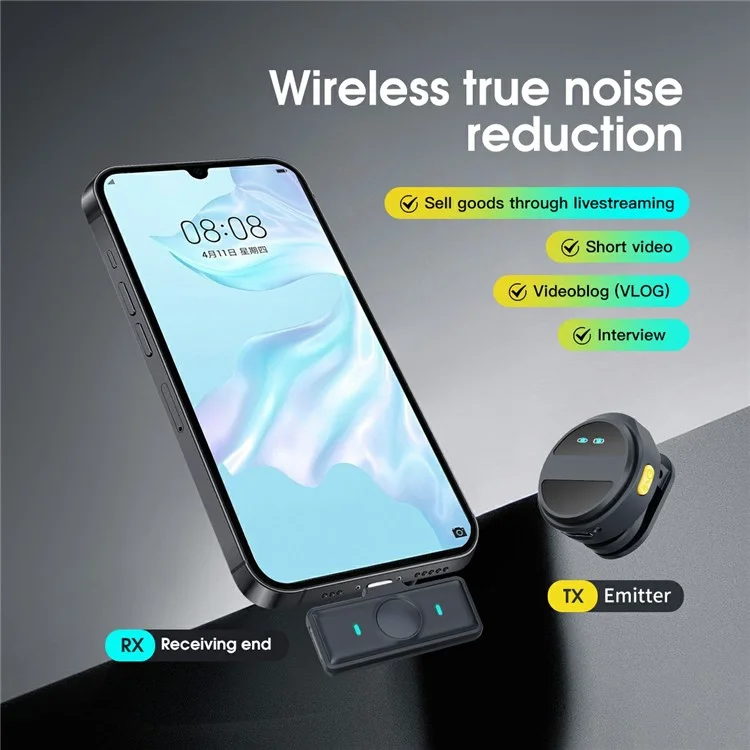 SX21 Type-C 2.4G Wireless Smart Clip-On Microphone (1 Receiver+2 Microphones+1 Charging Bin)