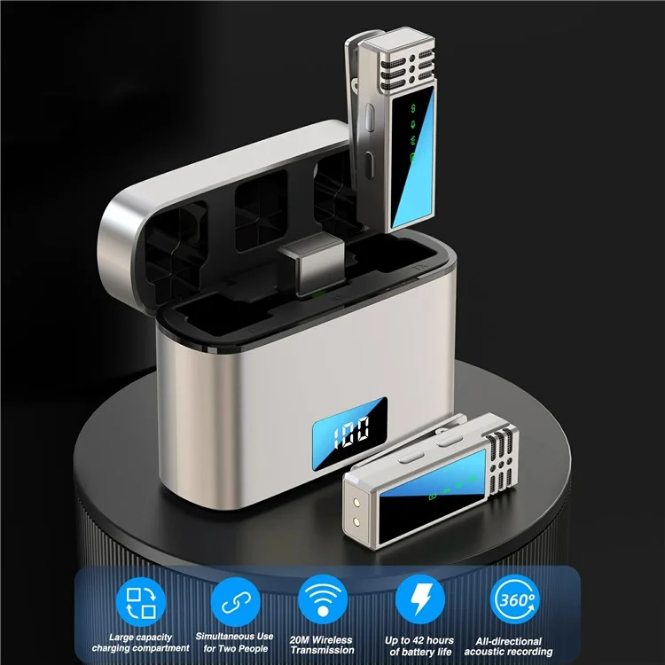 JMARY MW-15 Per iPhone / iPad 2.4G Microfono Wireless Lavalier Live Streaming, 2 Trasmettitori + 1 Ricevitore da 8 Pin
