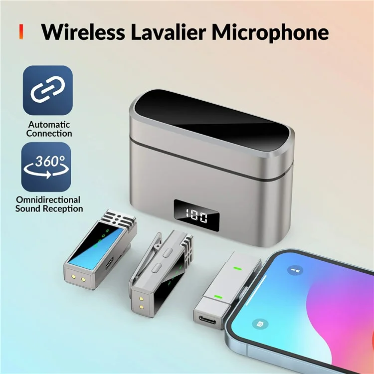 JMARY MW-15 Per iPhone / iPad 2.4G Microfono Wireless Lavalier Live Streaming, 2 Trasmettitori + 1 Ricevitore da 8 Pin