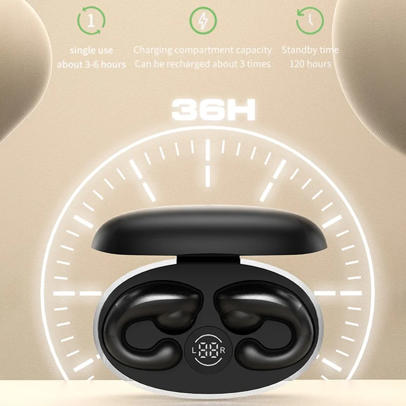 M7 Bone Conduction Bluetooth-compatible Headset Wireless Headphone Touch Control Ear Clip Earphone - White