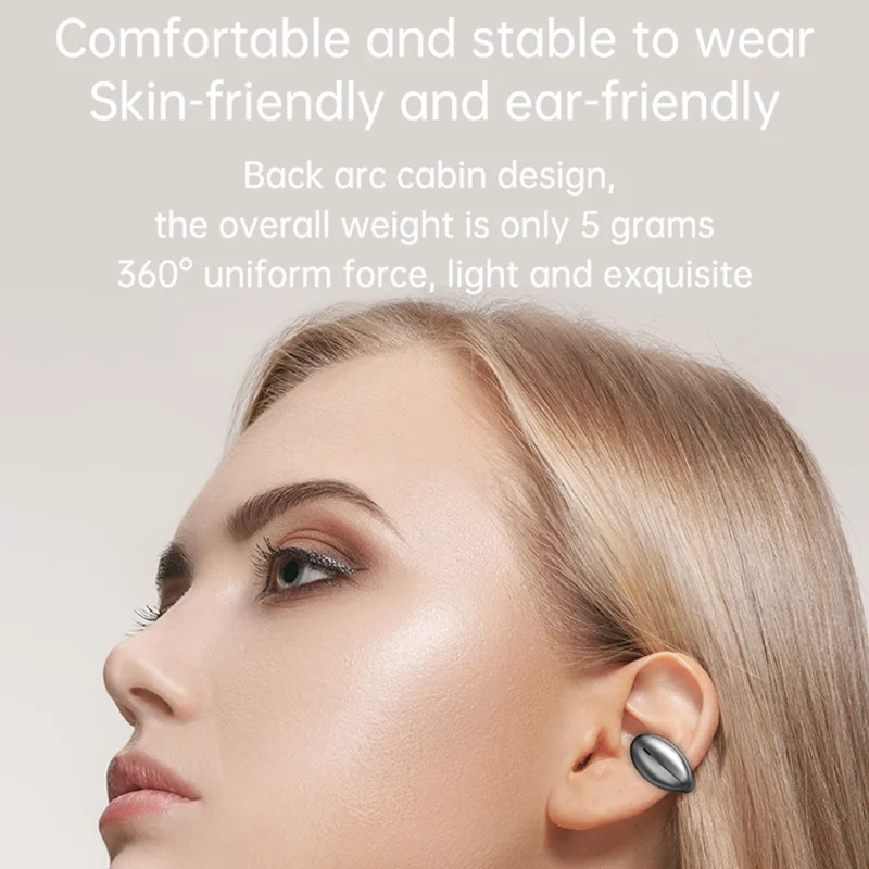 M7 Bone Conduction Bluetooth-compatible Headset Wireless Headphone Touch Control Ear Clip Earphone - White