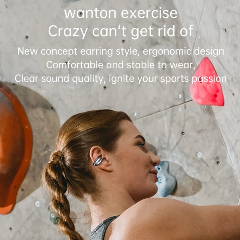 M7 Bone Conduction Bluetooth-compatible Headset Wireless Headphone Touch Control Ear Clip Earphone - White