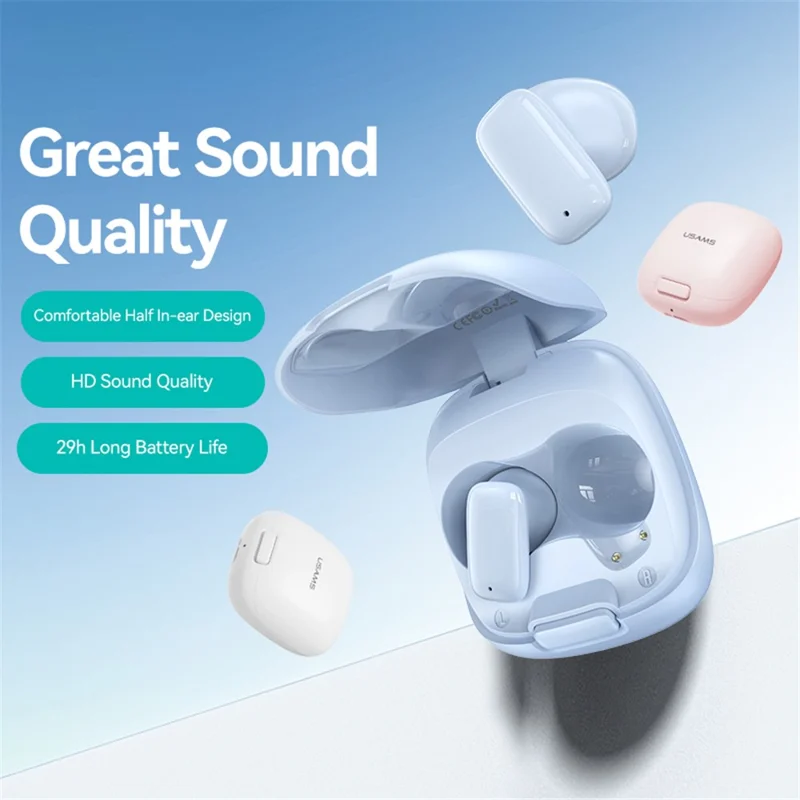 USAMS ID25 Wireless Earbuds Bluetooth-compatible 5.3 Headphone Semi in Ear - White