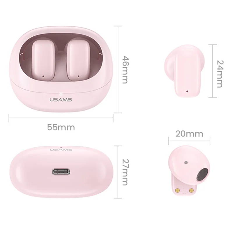 USAMS TD22 TWS Earbuds Bluetooth-compatible 5.3 Semi in Ear Headphone Stereo Sound 5H Playing Time - White