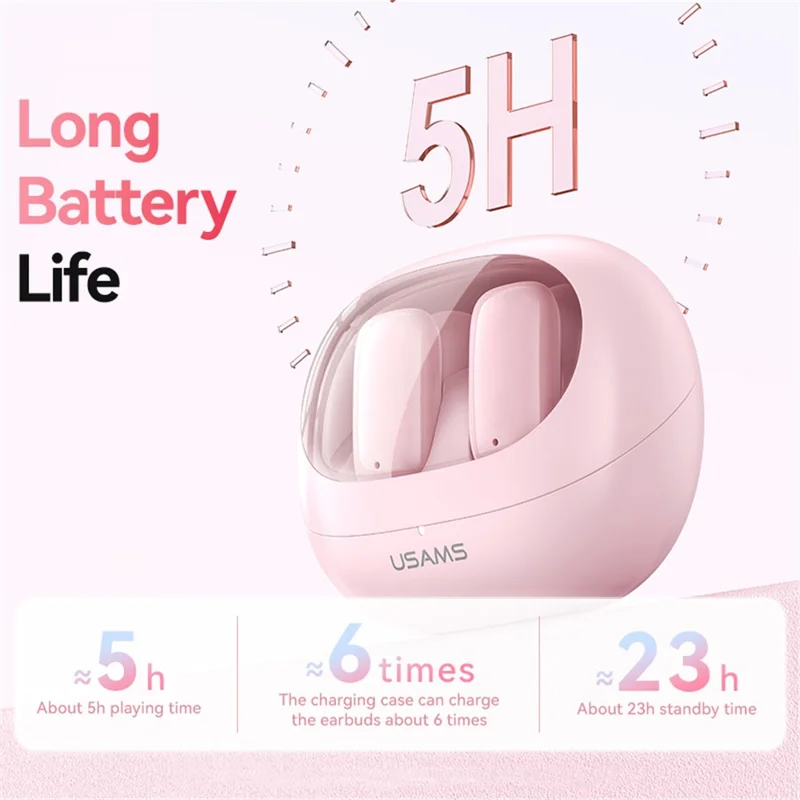 USAMS TD22 TWS Earbuds Bluetooth-compatible 5.3 Semi in Ear Headphone Stereo Sound 5H Playing Time - White