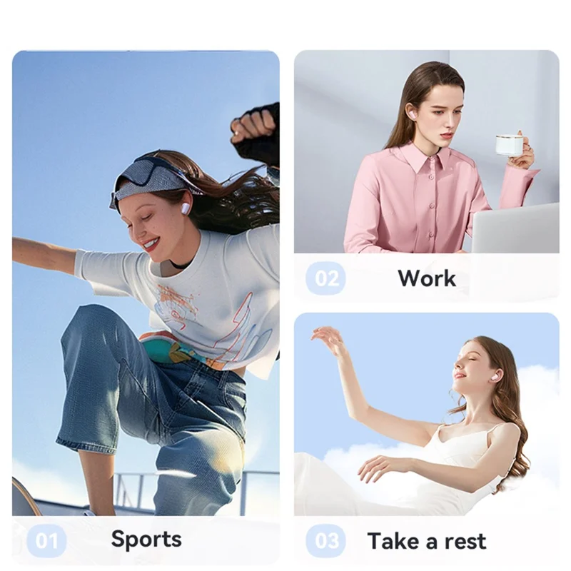 USAMS TD22 TWS Earbuds Bluetooth-compatible 5.3 Semi in Ear Headphone Stereo Sound 5H Playing Time - White