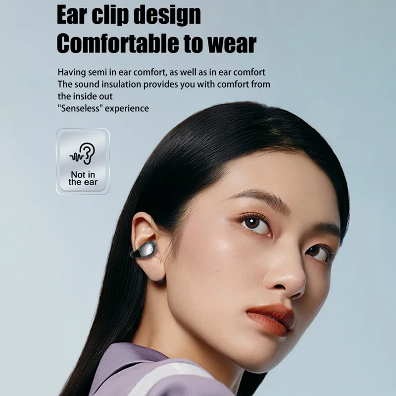 DAMIX AS-01 Bluetooth-compatible 5.5 Headphones Fingerprint Touch Clip-On Wireless Earphones - Grey