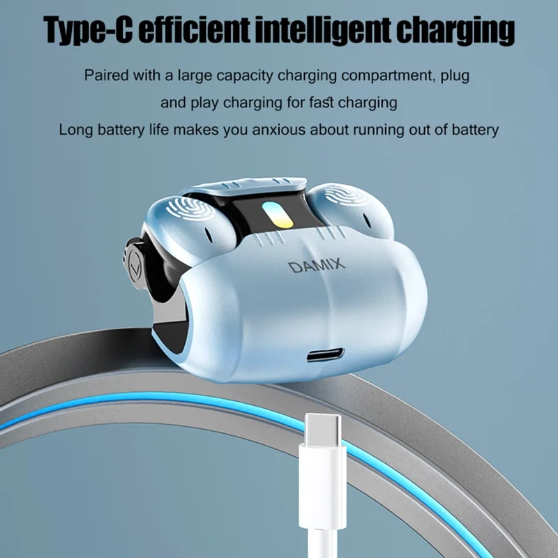 DAMIX AS-01 Bluetooth-compatible 5.5 Headphones Fingerprint Touch Clip-On Wireless Earphones - Grey