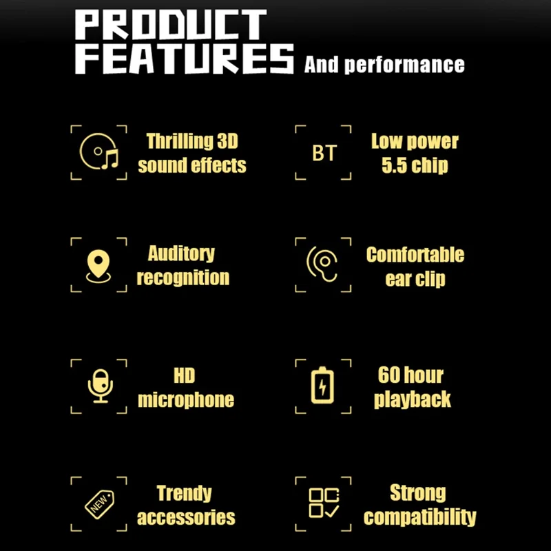 DAMIX AS-01 Bluetooth-compatible 5.5 Headphones Fingerprint Touch Clip-On Wireless Earphones - Silver