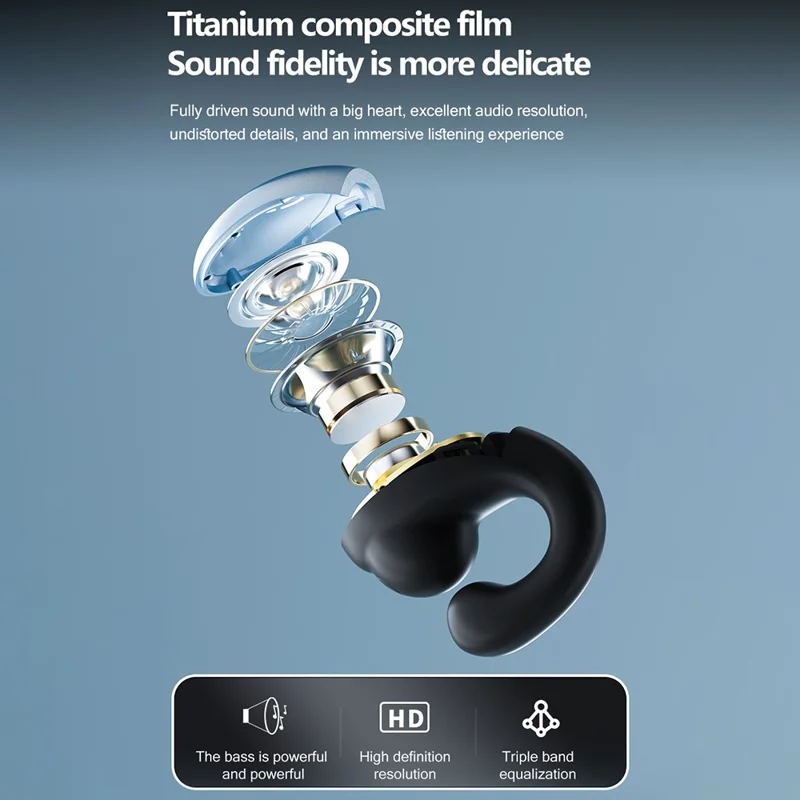 DAMIX AS-01 Bluetooth-compatible 5.5 Headphones Fingerprint Touch Clip-On Wireless Earphones - Silver