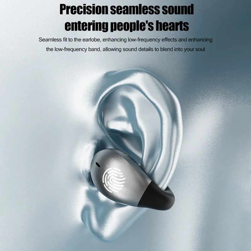 DAMIX AS-01 Bluetooth-compatible 5.5 Headphones Fingerprint Touch Clip-On Wireless Earphones - Silver