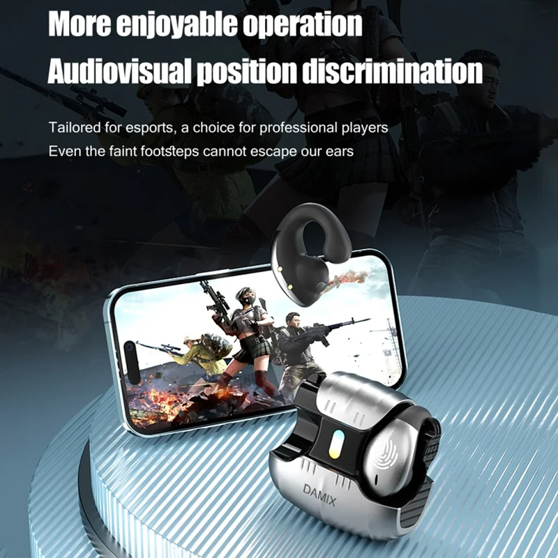 DAMIX AS-01 Bluetooth-compatible 5.5 Headphones Fingerprint Touch Clip-On Wireless Earphones - Silver