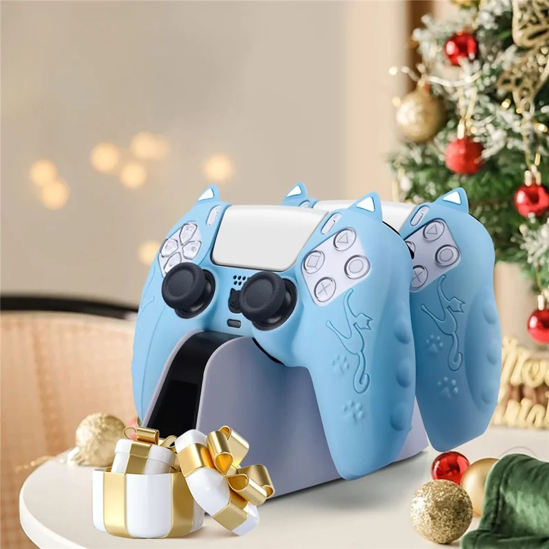 For Sony PlayStation 5 Game Console Skin Cover Anti-Slip Silicone Case - Blue