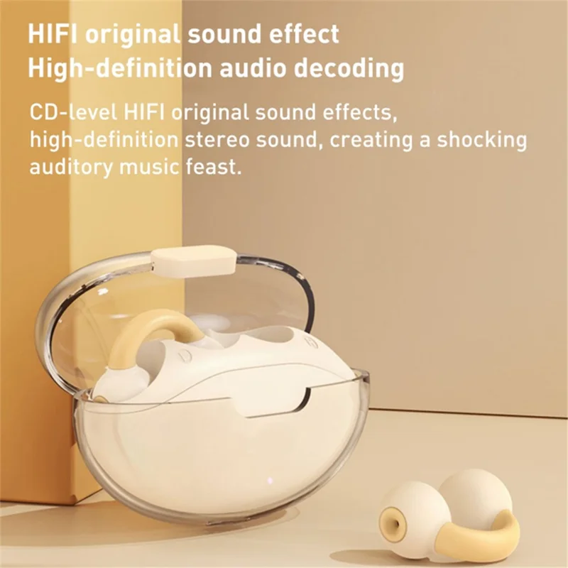 LANGSDOM TS10 TWS Bluetooth-compatible Ear Clip Earphone Noise-canceling Wireless HiFi Music Headset - Black
