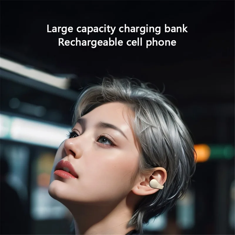 A68 Ear Clip Bluetooth-compatible Headset Wireless Headphone Touch Control Sports Earphone - White