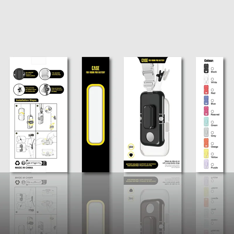 CP17 For Apple Vision Pro Battery Cover Power Bank Protective Case with Back Clip and Crossbody Strap - Green