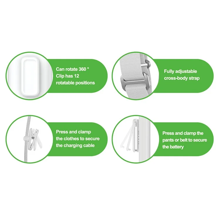 Custodia protettiva per batteria CP16 per Apple Vision Pro con power bank, clip posteriore e tracolla - Viola