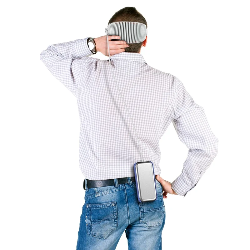 CP16 til Apple Vision Pro VR-batteribeskyttelsesdækkende strømforsyningskasse med bagsideklip og tværgående rem - Blå