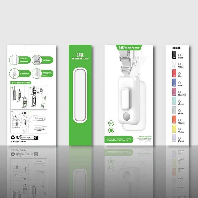 CP16 til Apple Vision Pro VR-batteribeskyttelsesdækkende strømforsyningskasse med bagsideklip og tværgående rem - Blå