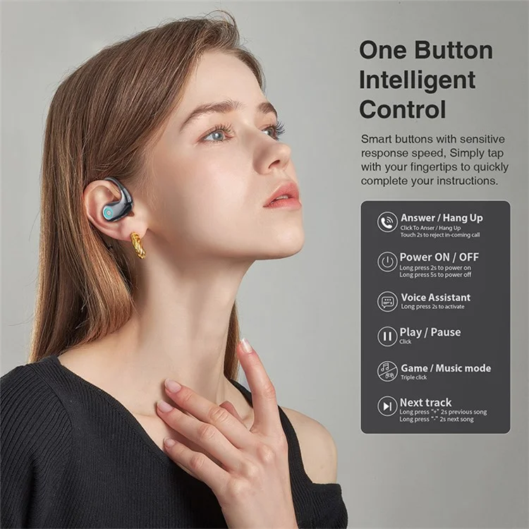 Casque Bluetooth HILEO hi76 à conduction osseuse à oreille ouverte, réduction du bruit ENC, écouteurs de sport - Noir