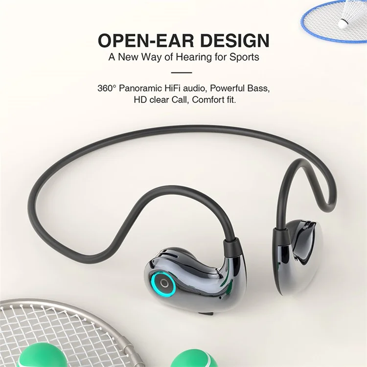 Casque Bluetooth HILEO hi76 à conduction osseuse à oreille ouverte, réduction du bruit ENC, écouteurs de sport - Noir