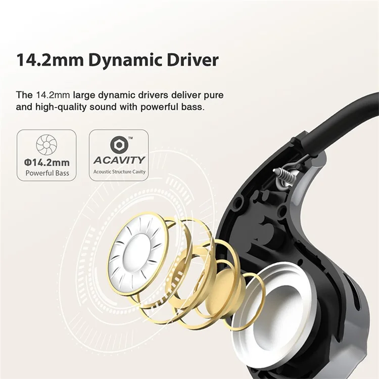 Casque Bluetooth HILEO hi76 à conduction osseuse à oreille ouverte, réduction du bruit ENC, écouteurs de sport - Noir