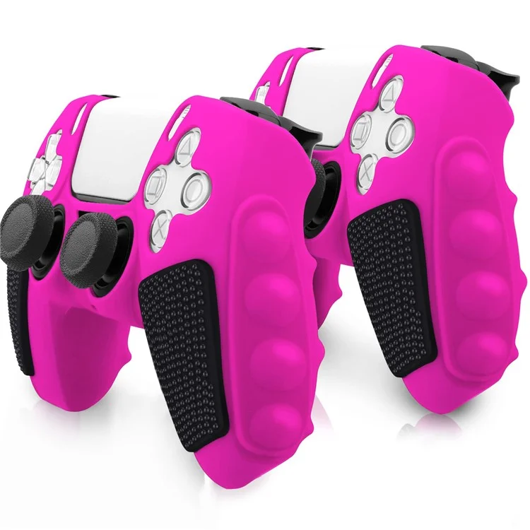 For Sony PlayStation 5 Controller Silicone Case Color Matching Protective Cover (Without Joy-Stick Caps) - Rose