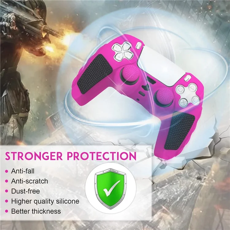 For Sony PlayStation 5 Controller Silicone Case Color Matching Protective Cover (Without Joy-Stick Caps) - Rose