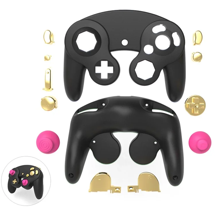 DATA FROG Para Carcasa de Controlador de Nintendo GameCube - Negro+Negro