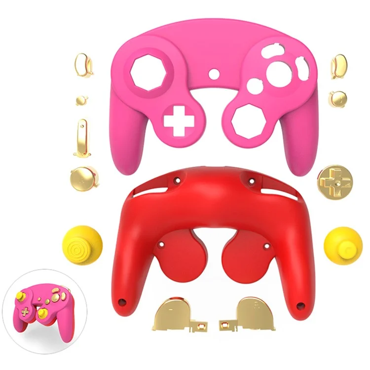 DATA FROG Gehäuseschale für Nintendo GameCube-Controller - Plastik-Ersatzgehäuse - Pink+Rot