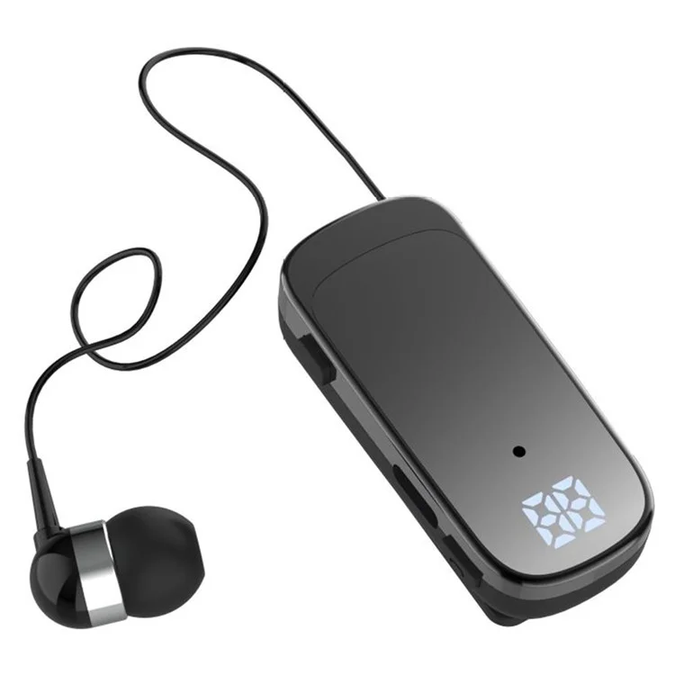 K65 Vibrazione in ingresso chiamata Visualizzazione digitale Lavalier retrattile Auricolari Bluetooth - Nero