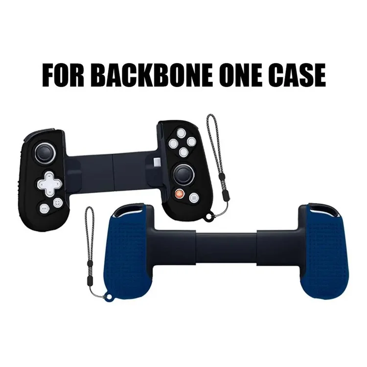 1 Pair Silicone Grip Case Cover for Backbone One Controller Protective Sleeve with Hand Strap - Blue