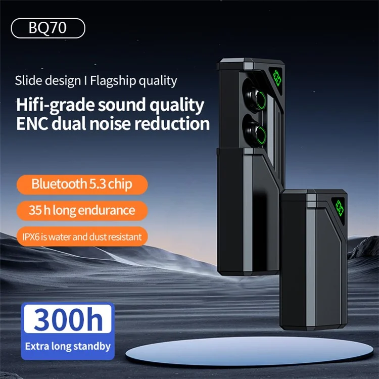 BQ70 ANC+ENC Noise Canceling Headphones Pull-Out TWS In-Ear Bluetooth-compatible Earphones