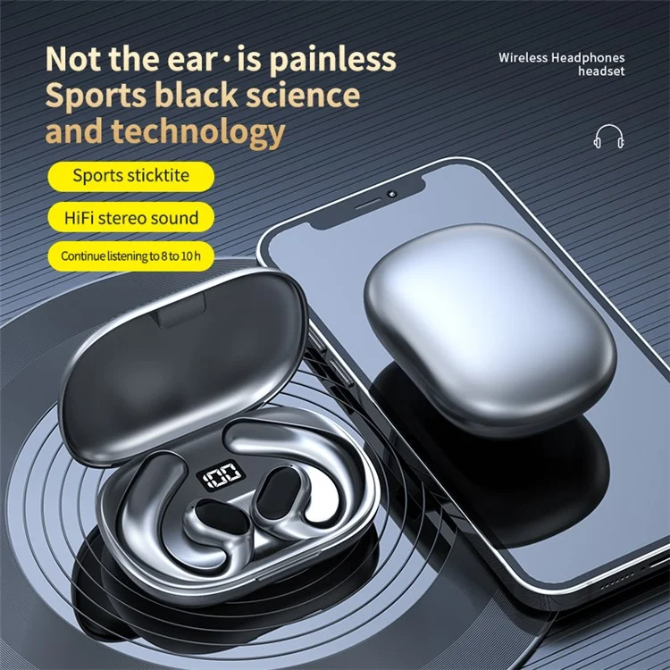 GT01 Bone Conduction Bluetooth-compatible Headset Wireless Headphone Touch Control Earphone