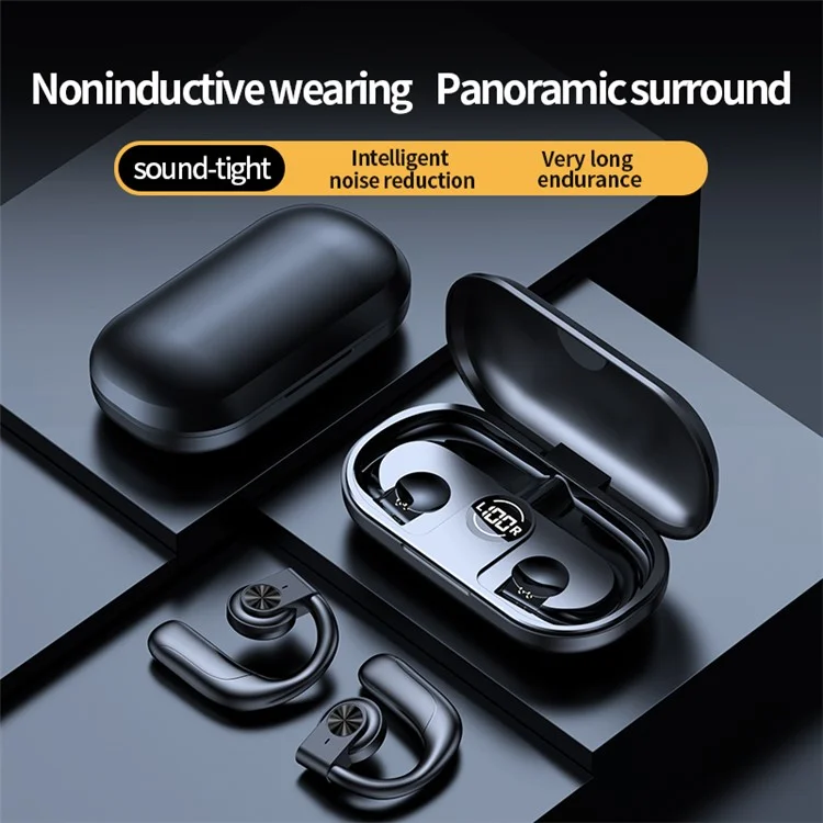 GT01 Bone Conduction Headphone Touch Control Earphone Bluetooth-compatible Earhooks Headset - Black