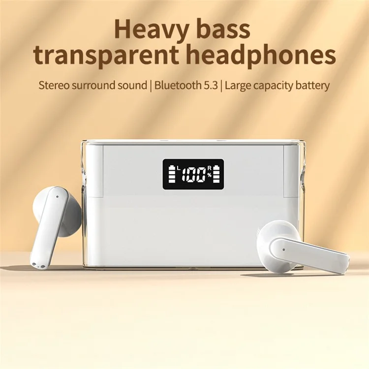 TM11 Semi-In-Ear Bluetooth-compatible Headphones Sports Earphones with Digital Display Charging Case - Black