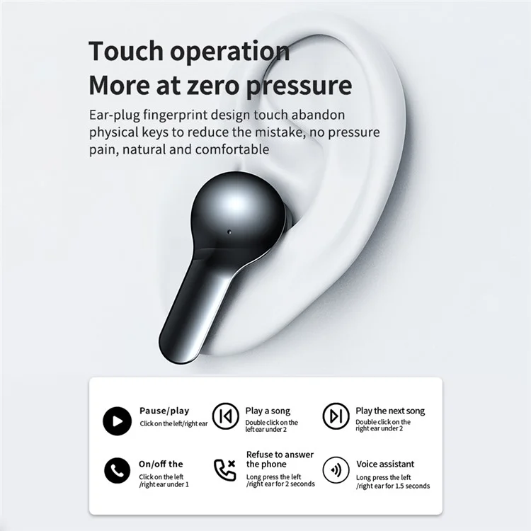 TM30 Touch Control Bluetooth-compatible Headphones Transparent Shell In-Ear Wireless Earphones - Green