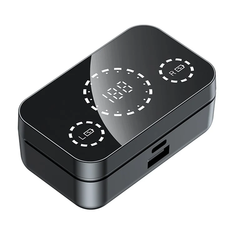 YD08 Binaural HD Call In-Ear Wireless Bluetooth-compatible Earphones with Digital Display Charging Case - Black