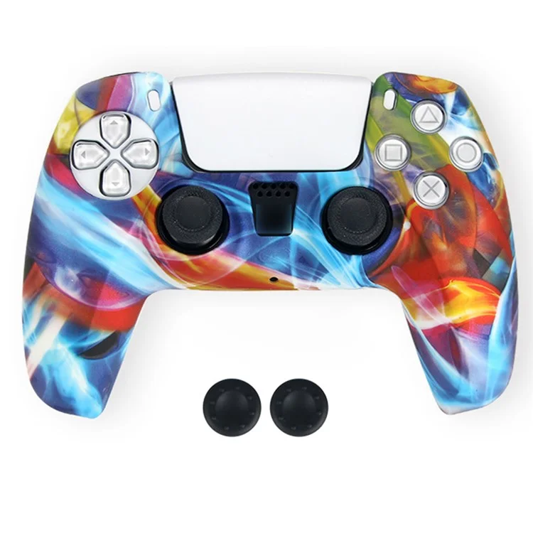 DATA FROG For Sony PlayStation 5 Game Controller Anti-skid Silicone Case Gamepad Protective Cover with 2 Rocker Caps - Pattern 04