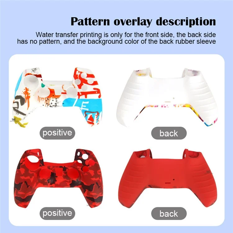 DATA FROG For Sony PlayStation 5 Game Controller Anti-skid Silicone Case Gamepad Protective Cover with 2 Rocker Caps - Pattern 04
