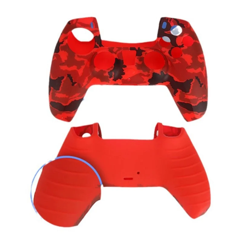 DATA FROG For Sony PlayStation 5 Game Controller Anti-skid Silicone Case Gamepad Protective Cover with 2 Rocker Caps - Camouflage Green