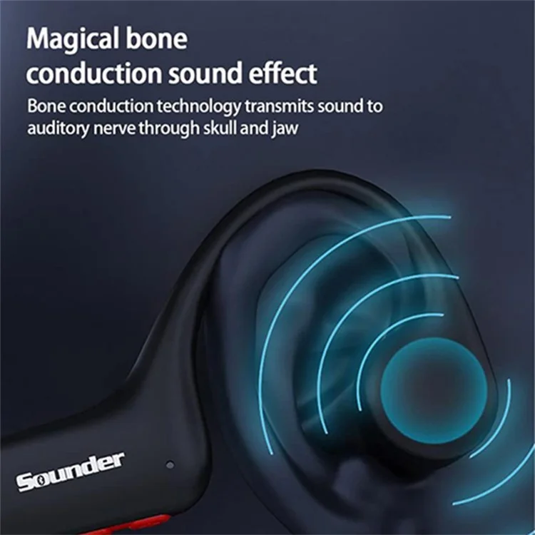 SOUNDER X6 Bone Conduction Bluetooth-compatible Headset Wireless Headphone Waterproof Earphone - Black+Red