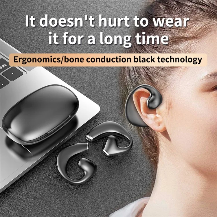 JR02 Bluetooth-compatible Headset Wireless Headphone Earphone with Digital Display Charging Bin - Black
