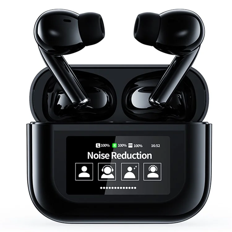YW07 Bluetooth In-Ear-Kopfhörer Kabellose Ohrhörer mit Berührungsbildschirm-Ladebox - Schwarz