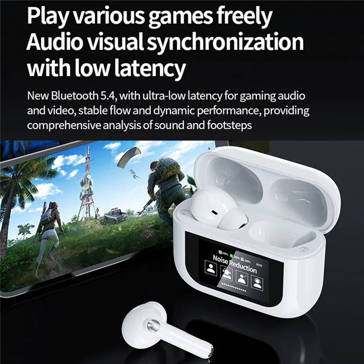 YW07 Bluetooth In-Ear-Kopfhörer Kabellose Ohrhörer mit Berührungsbildschirm-Ladebox - Schwarz