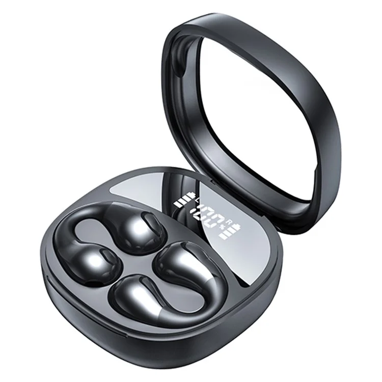 JR01 Bluetooth-compatible Headset Headphone Wireless Ear Hook Design Earphone with Charging Bin - Black